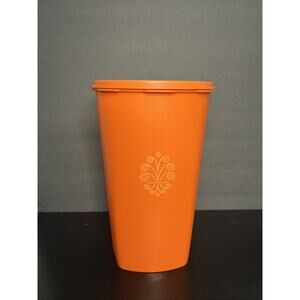 Tupperware 16 Cup Servalier 10.5" Tall Canister Snack Orange Container VTG 1222